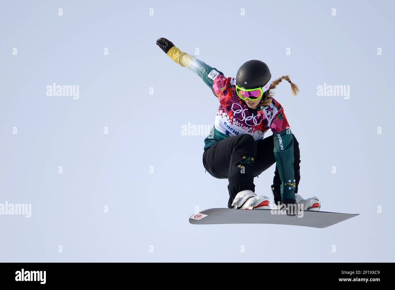 Torah Bright from Australia competes during the women's Snowboard Cross of the XXII Winter Olympic Games Sotchi 2014, at the Rosa Khutor Extreme Park, on February 16, 2014 in Sochi, Russia. Photo Pool KMSP / DPPI Stock Photo