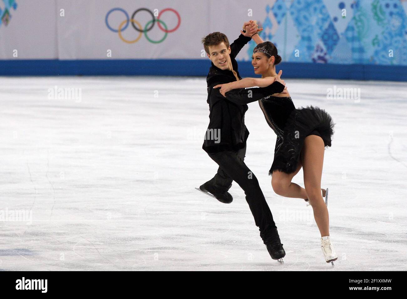 Elena Ilinykh and Nikita Katsalapov from Russia , compete and take the  bronze medal during the figure skating, ice dance, free dance of the XXII  Winter Olympic Games Sotchi 2014, at the