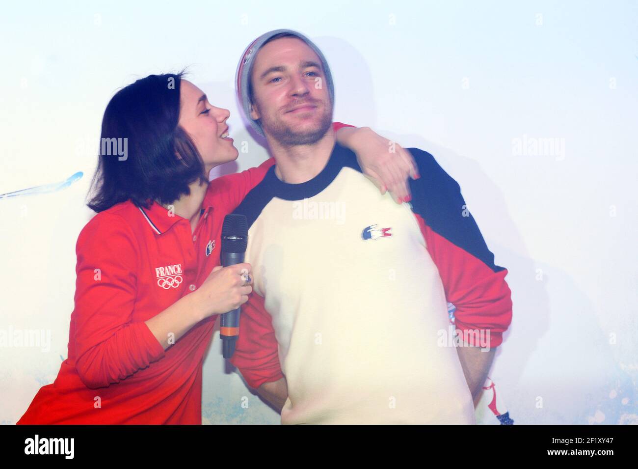 Medals party at the Club France, the ice dance skaters Nathalie Pechalat and Fabien Bourzat from France during the XXII Winter Olympic Games Sotchi 2014, at Club France, February 18, 2014 in Sochi, Russia. Photo Pool KMSP / DPPI Stock Photo