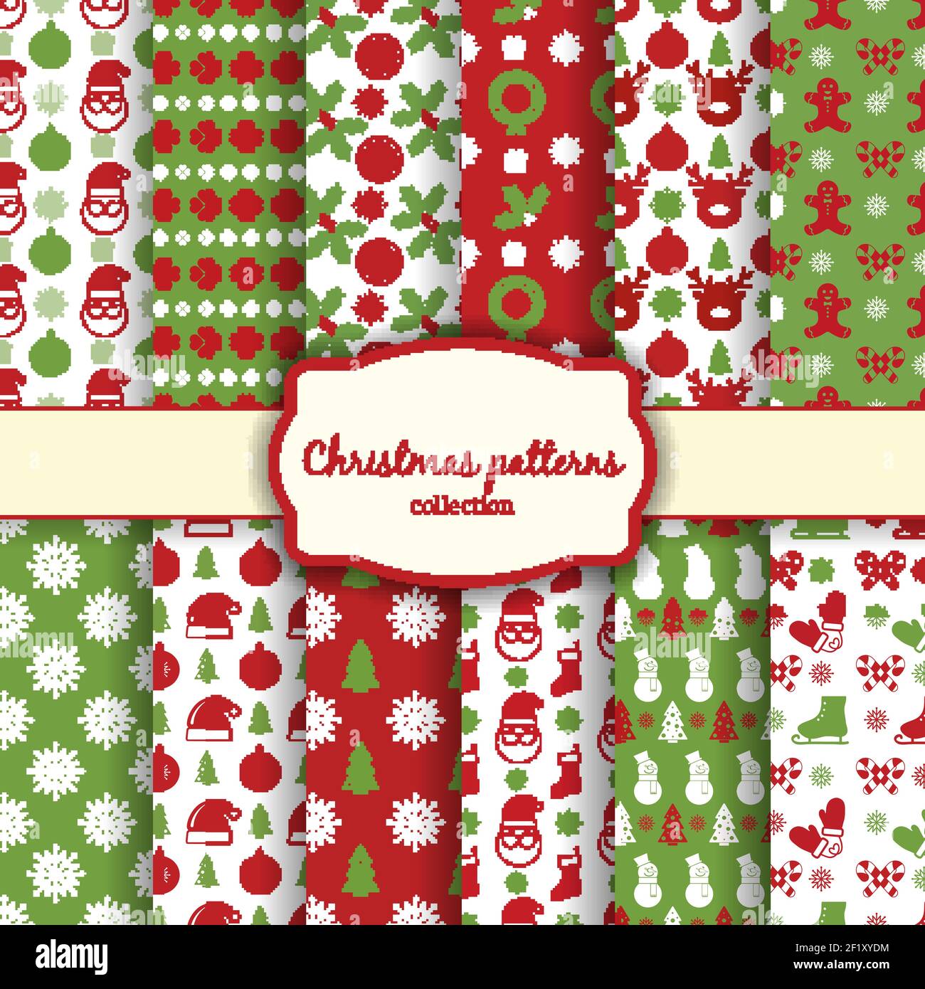 vector christmas seamless patterns for xmas cards and gift wrapping ...