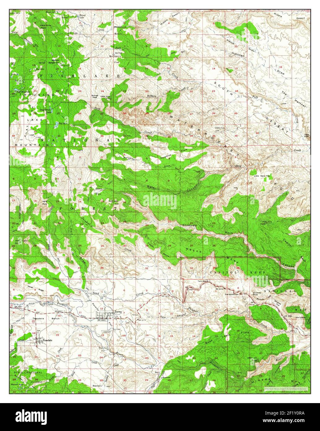 Torrey, Utah, map 1952, 162500, United States of America by Timeless