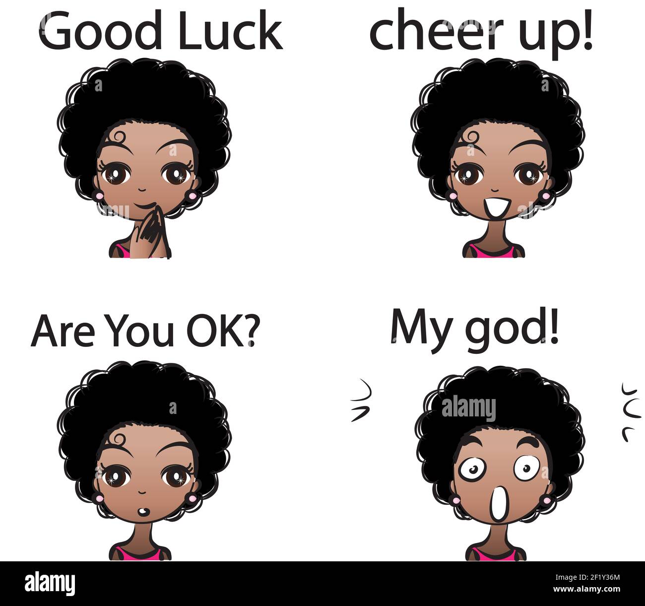 cartoon black girl face emoji set Stock Photo Alamy