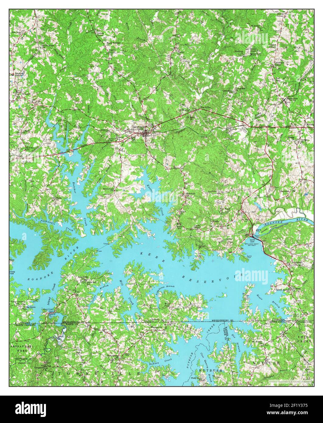 Boydton, Virginia, map 1955, 1:62500, United States of America by Timeless Maps, data U.S. Geological Survey Stock Photo
