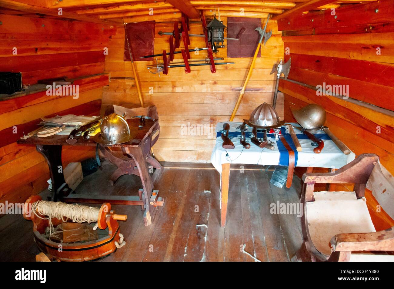 Cabin in Old Wooden Ship Stock Photo