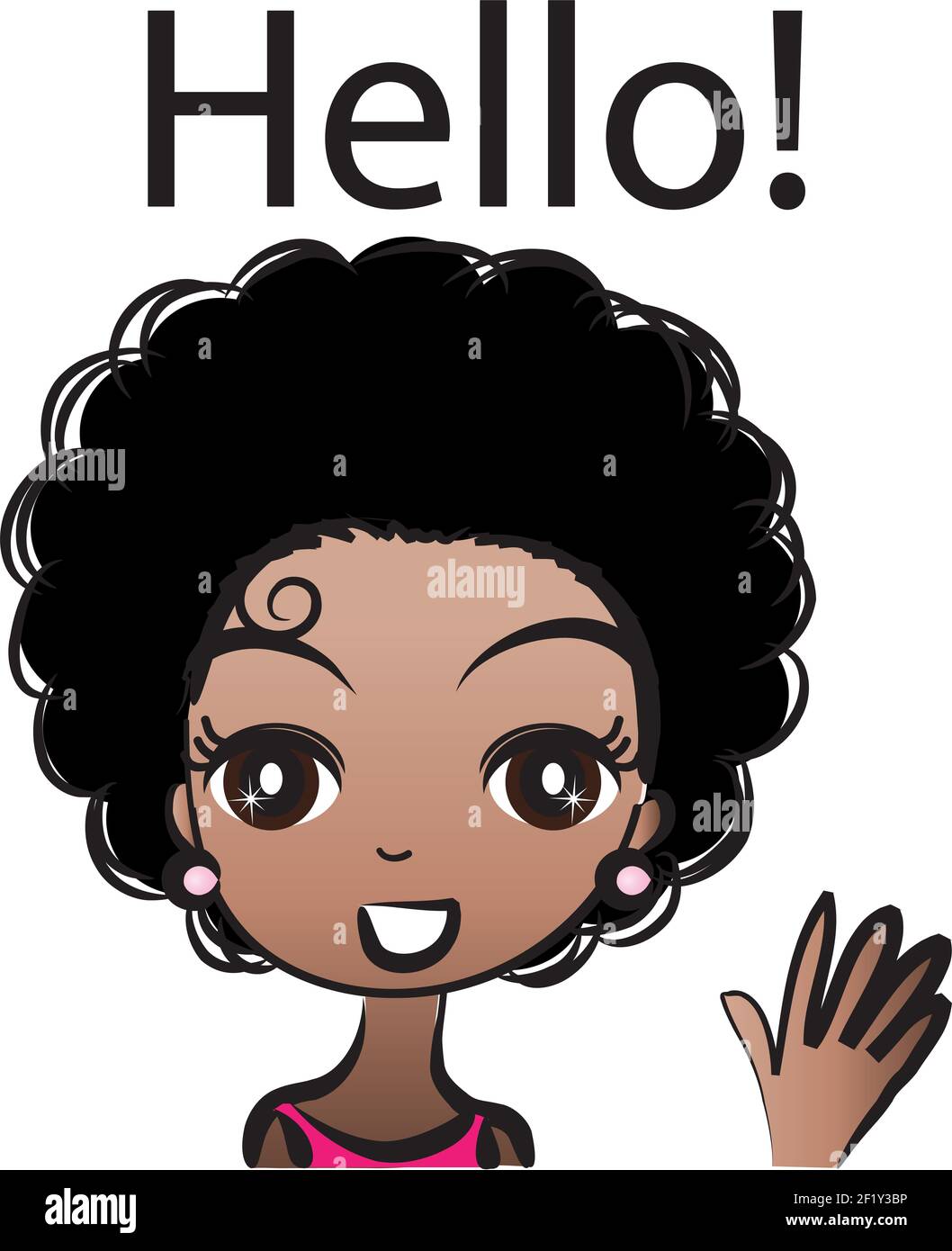 cartoon black girl face emoji set Stock Photo - Alamy