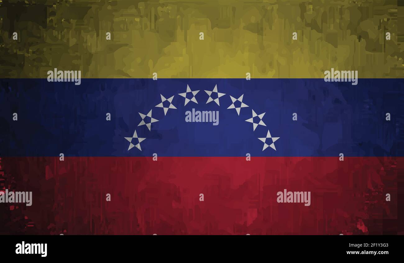 Venezuela flag with waving grunge texture. Vector background Stock ...