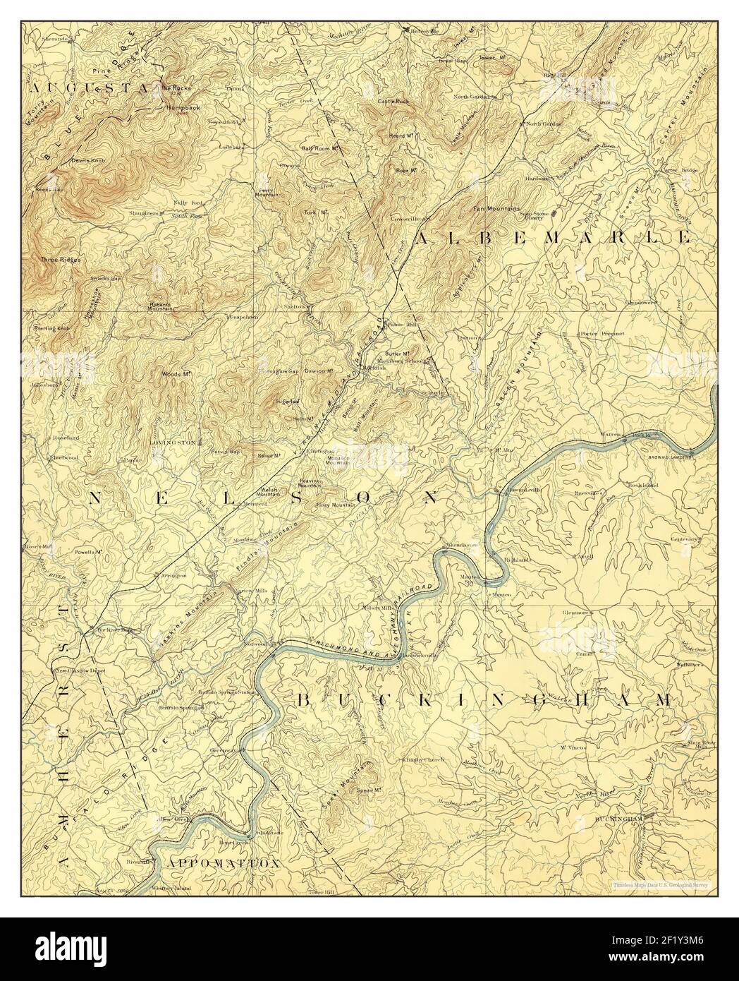 Buckingham, Virginia, map 1892, 1125000, United States of America by Timeless Maps, data U.S
