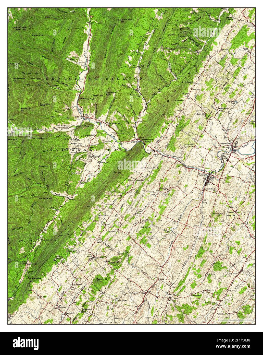 Broadway, Virginia, map 1947, 162500, United States of America by Timeless Maps, data U.S