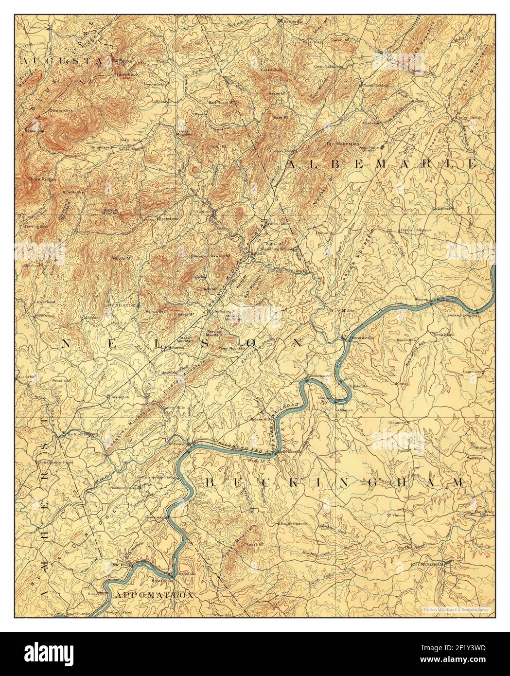 Buckingham, Virginia, map 1892, 1125000, United States of America by