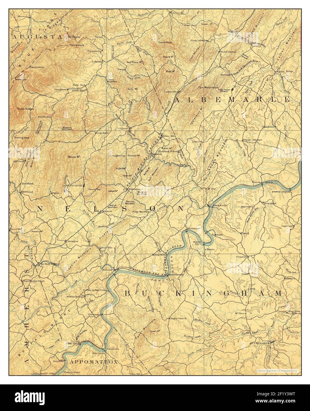 Buckingham, Virginia, map 1892, 1125000, United States of America by