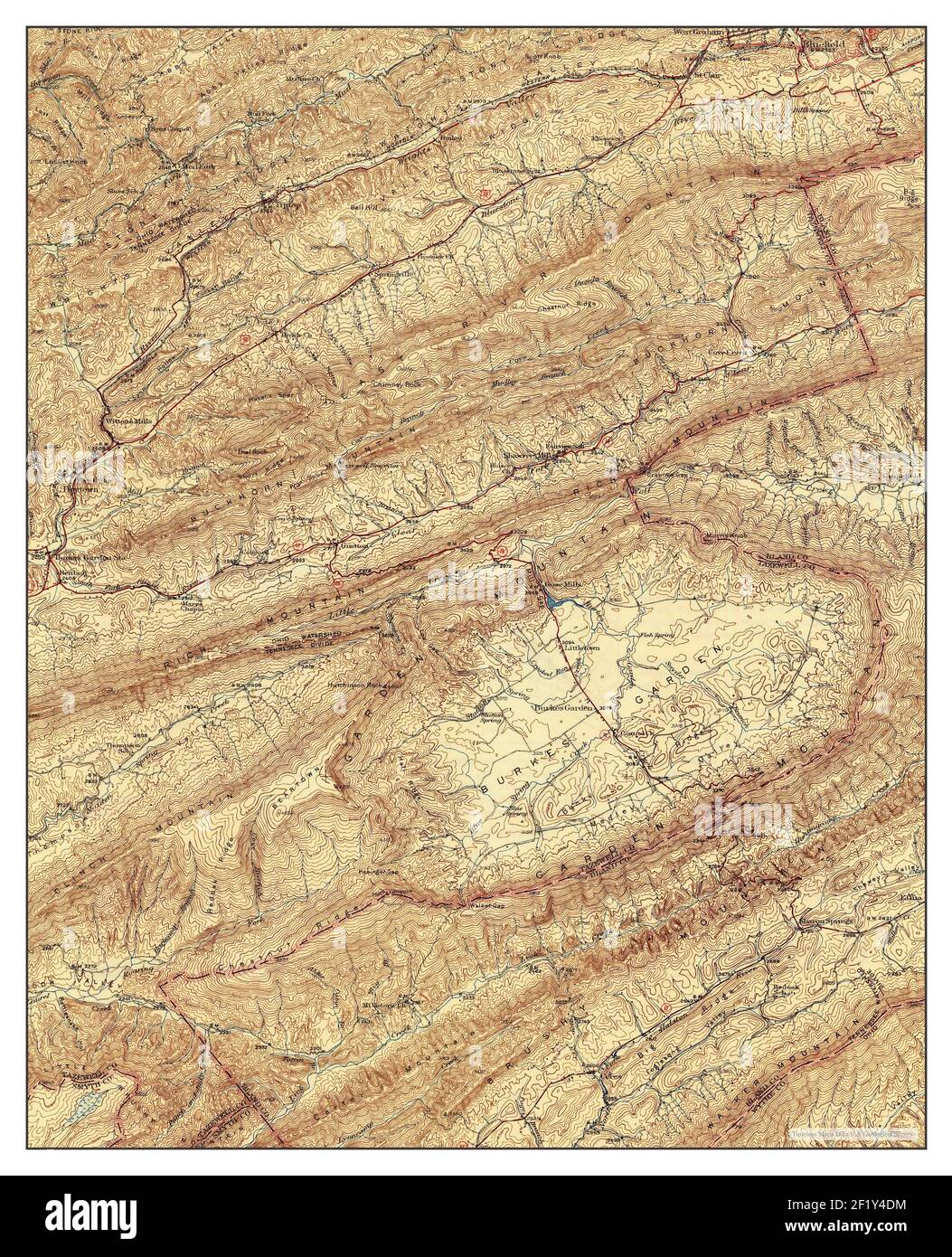Burkes Garden, Virginia, map 1941, 1:62500, United States of America by Timeless Maps, data U.S. Geological Survey Stock Photo