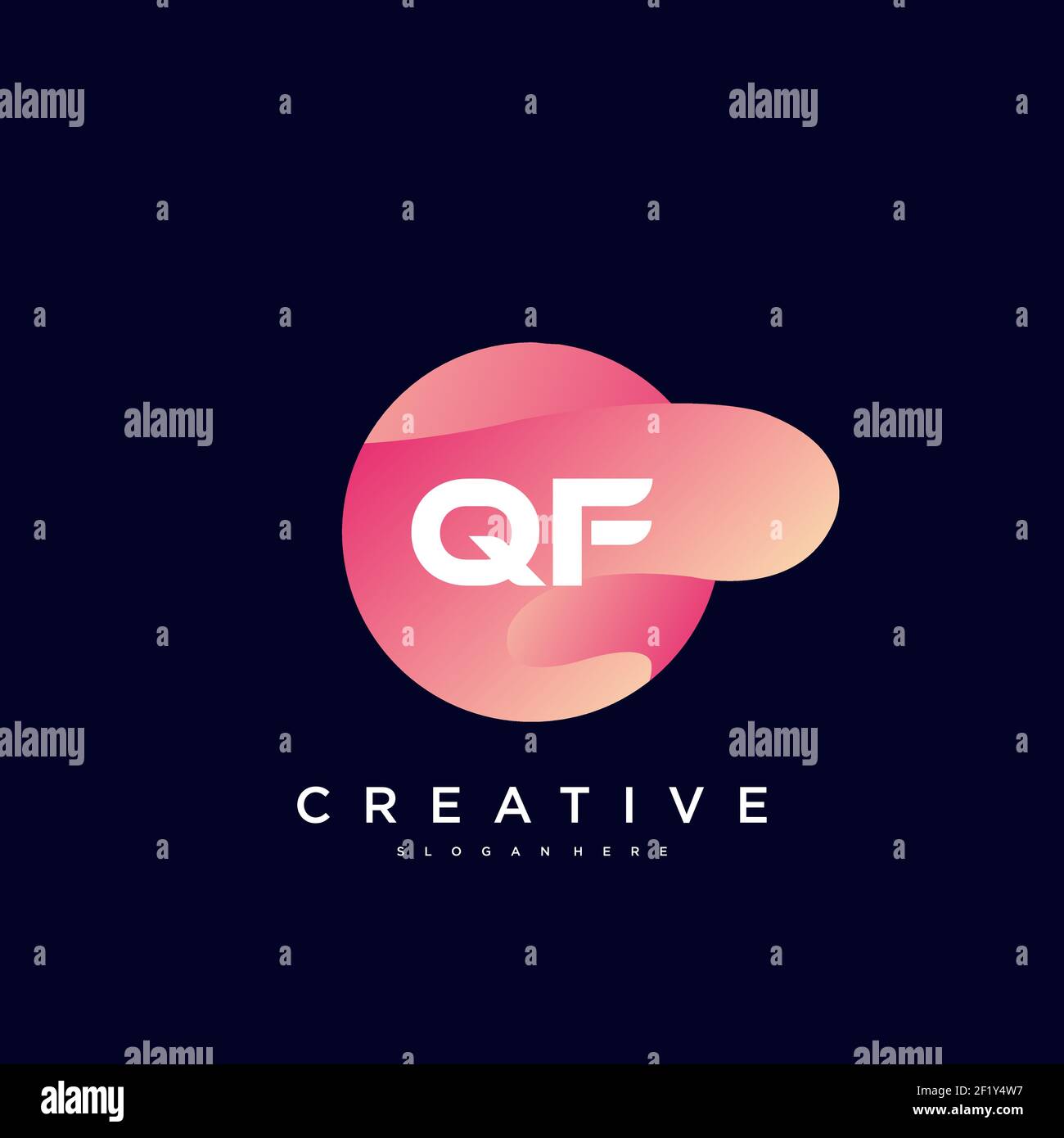 QF Initial Letter logo icon design template elements with wave colorful Stock Vector