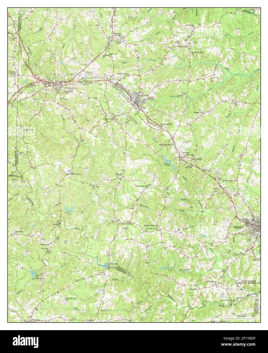 Crewe, Virginia, map 1958, 162500, United States of America by