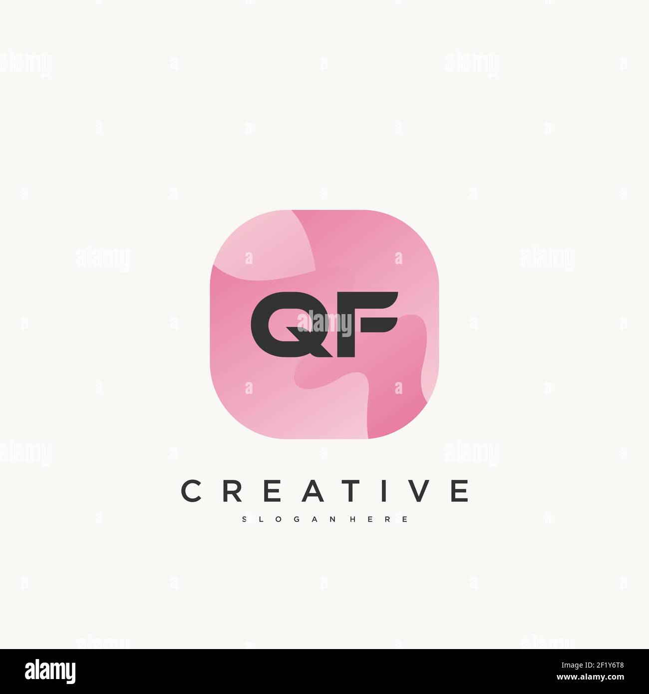 QF Initial Letter logo icon design template elements with wave colorful Stock Vector