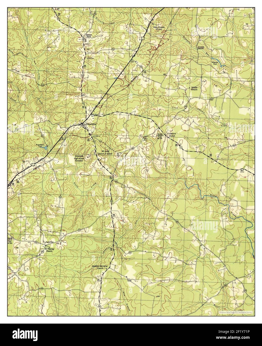 Dinwiddie, Virginia, map 1944, 131680, United States of America by