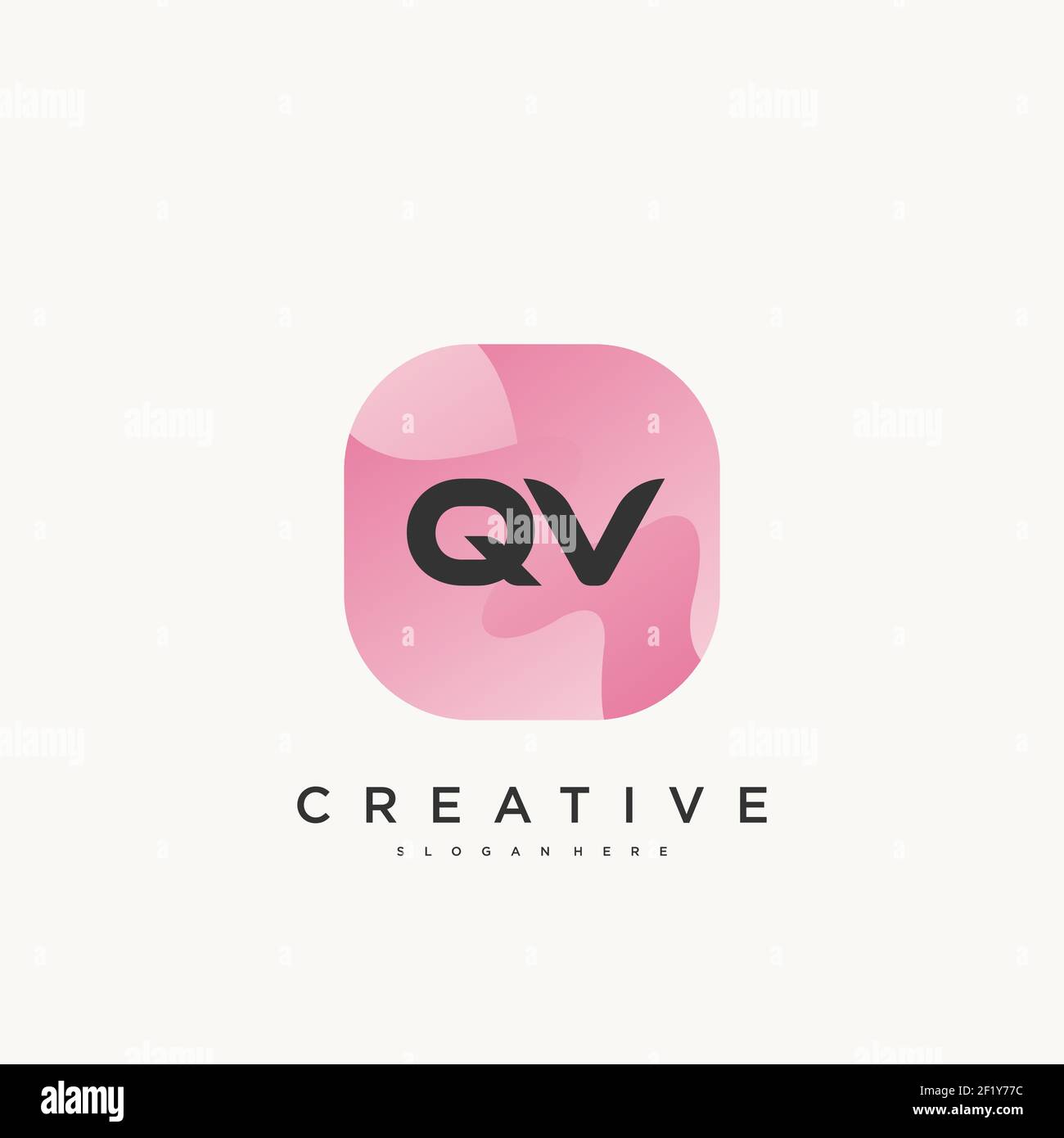 QV Initial Letter logo icon design template elements with wave colorful Stock Vector