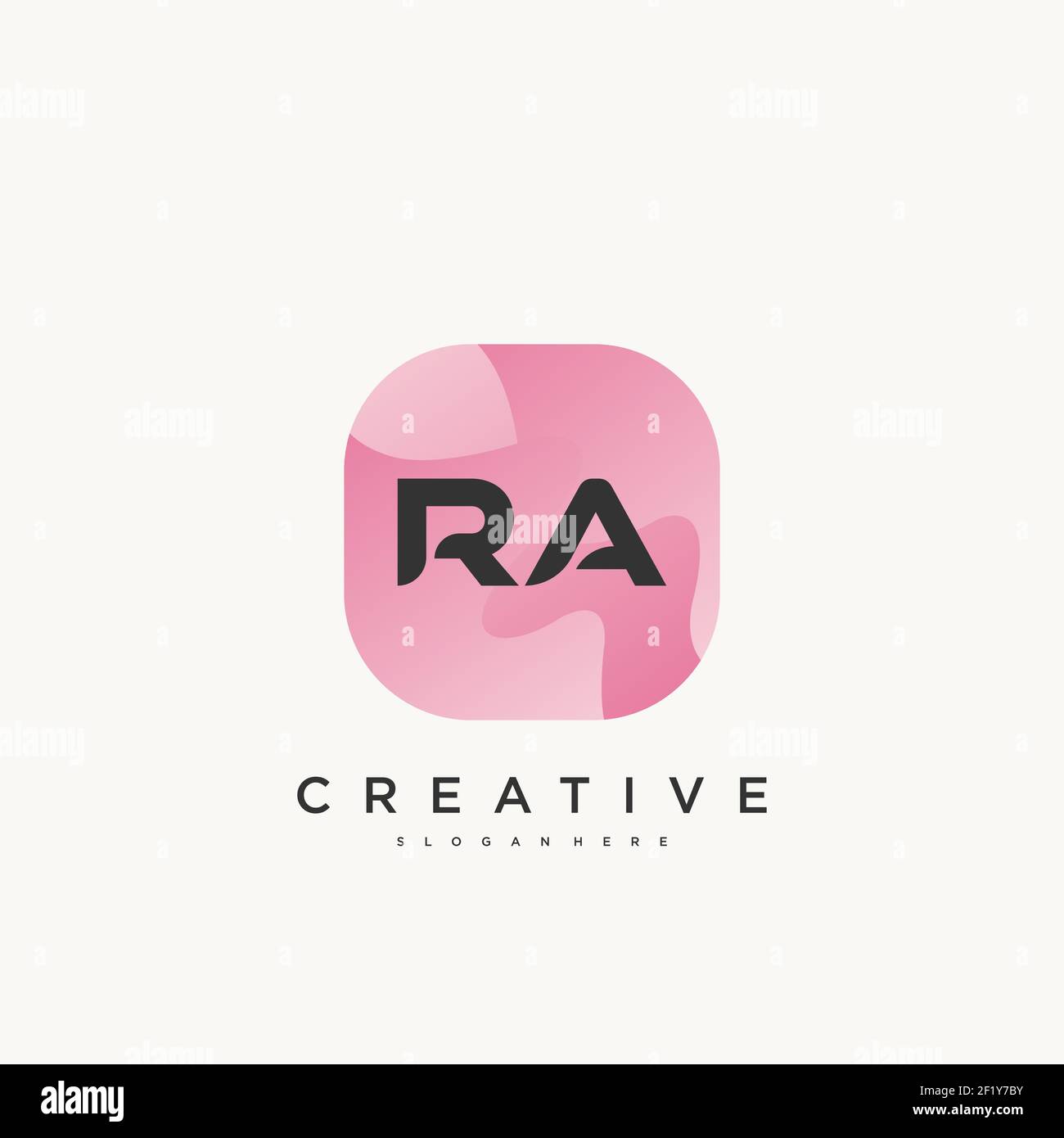 RA Initial Letter logo icon design template elements with wave colorful Stock Vector