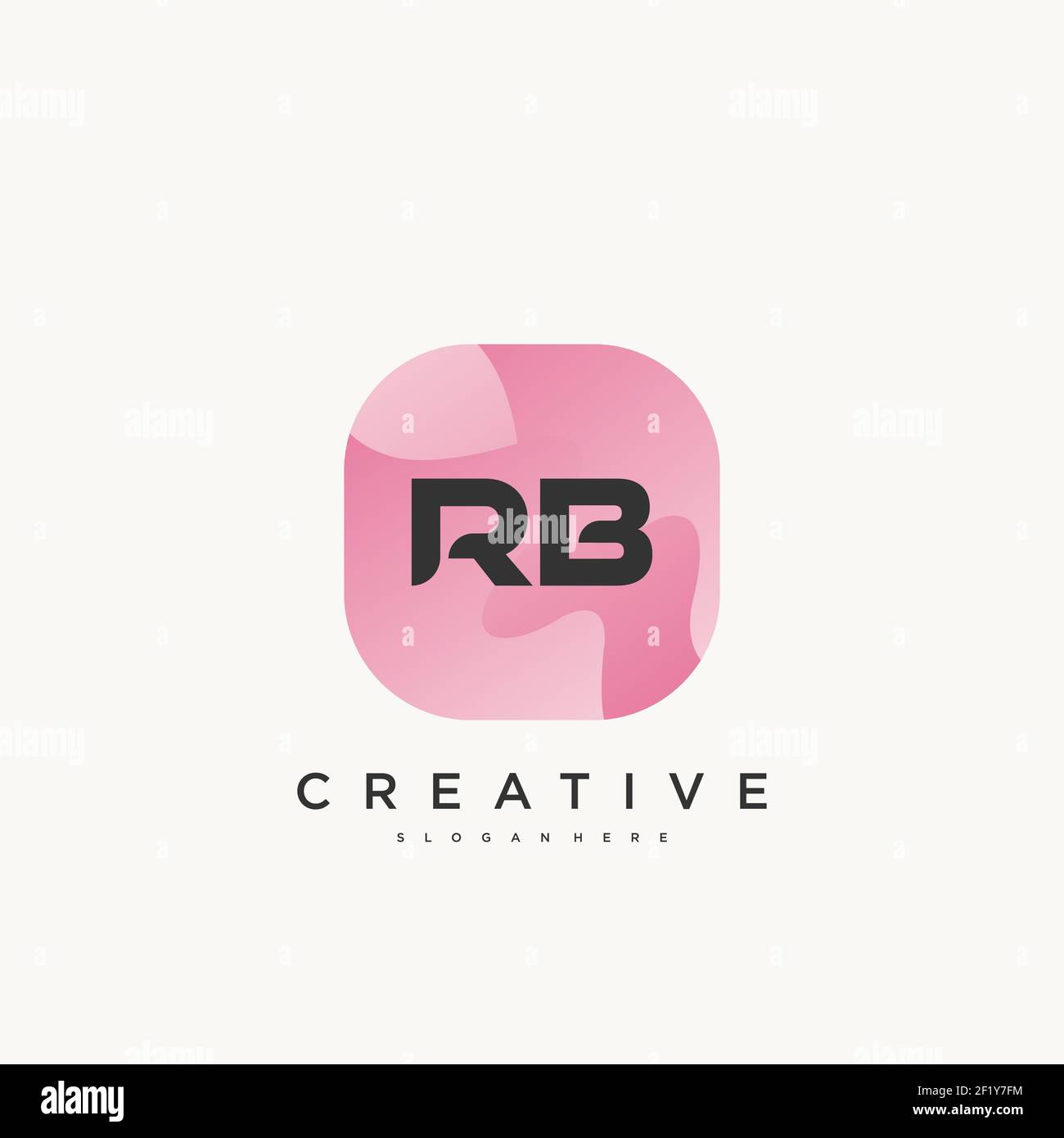 RB Initial Letter logo icon design template elements with wave colorful Stock Vector