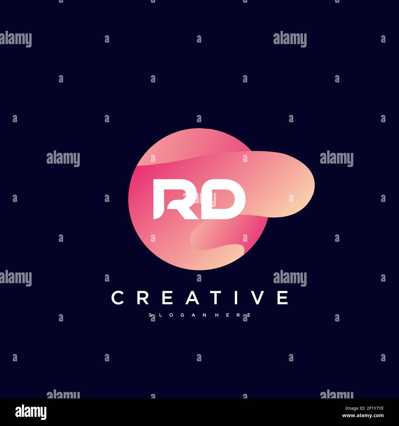 RD Initial Letter logo icon design template elements with wave colorful Stock Vector