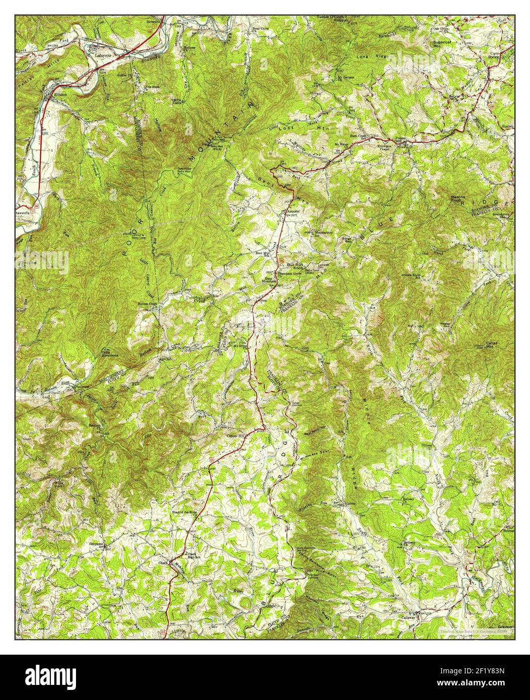 Elliston, Virginia, map 1950, 162500, United States of America by