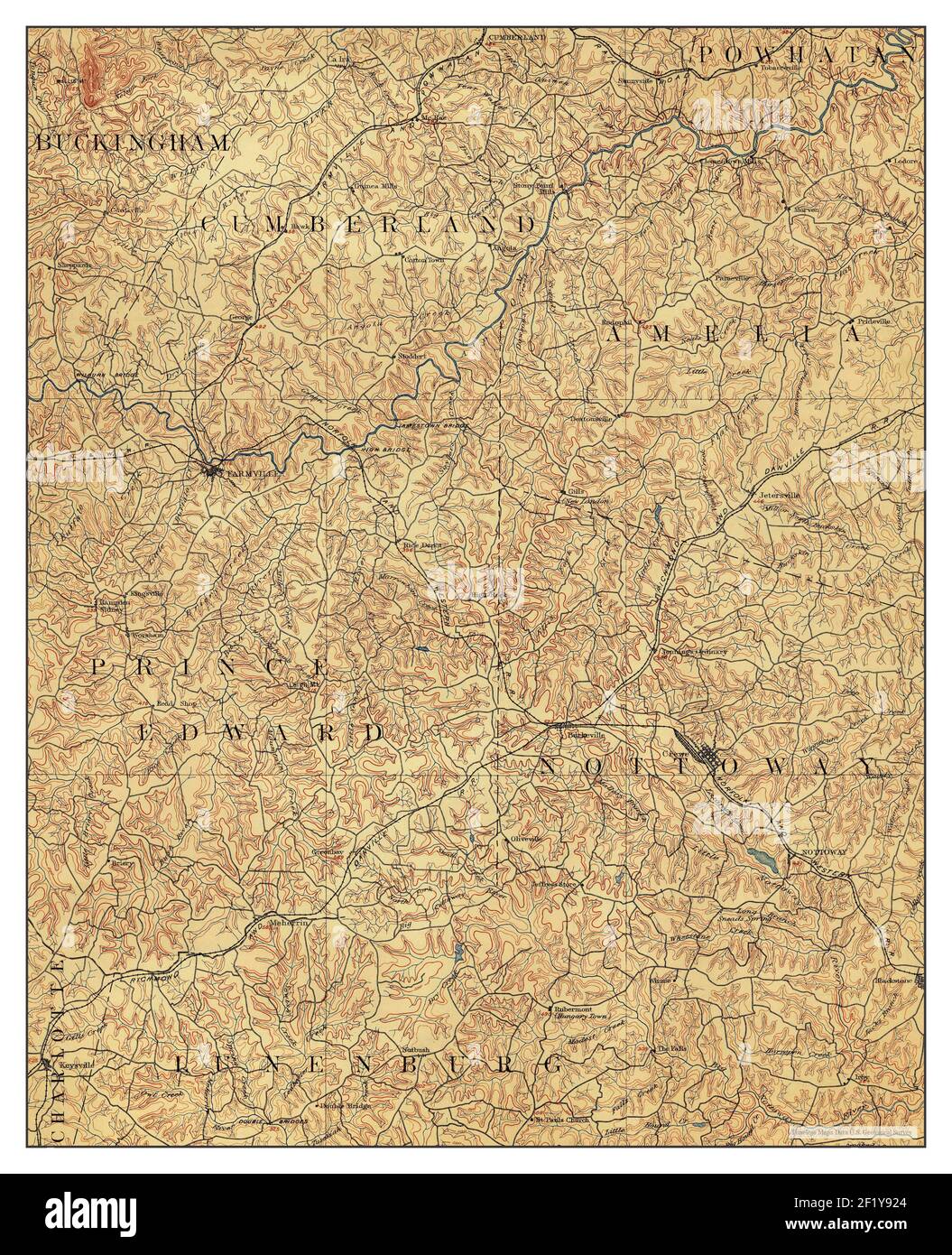 Farmville, Virginia, map 1893, 1:125000, United States of America by