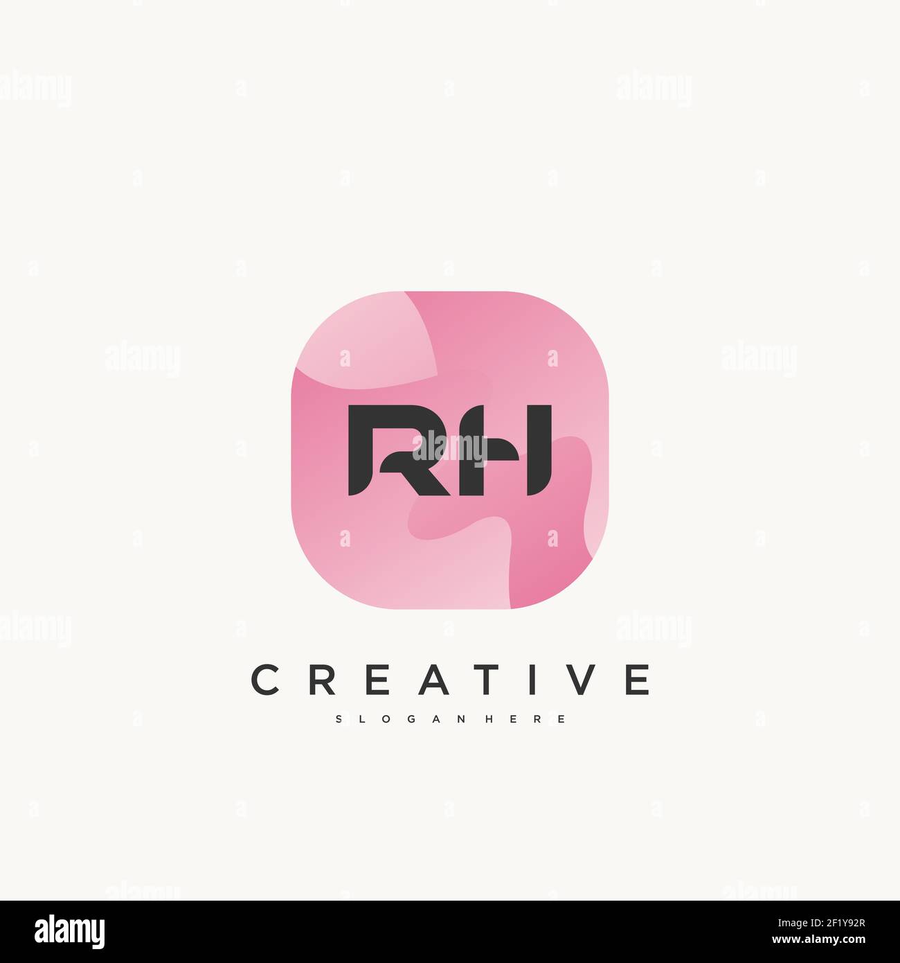 RH Initial Letter logo icon design template elements with wave colorful Stock Vector