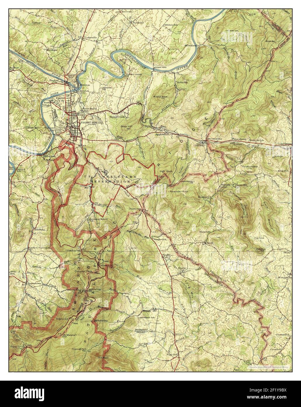 Front Royal, Virginia, map 1944, 1:62500, United States of America by Timeless Maps, data U.S. Geological Survey Stock Photo