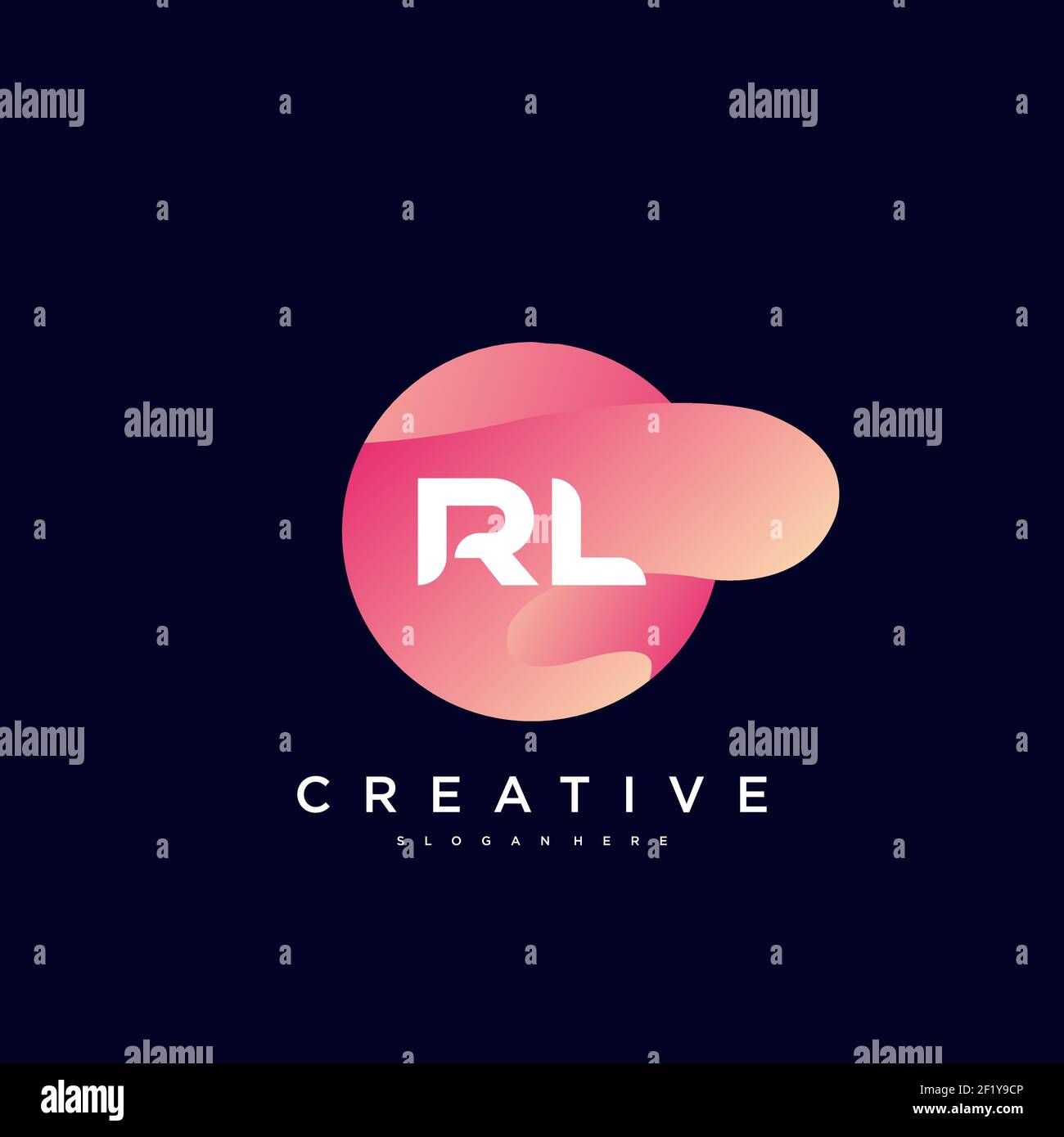 RL Initial Letter logo icon design template elements with wave colorful Stock Vector