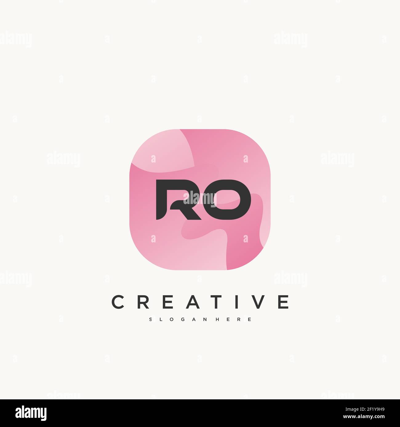 RO Initial Letter logo icon design template elements with wave colorful Stock Vector