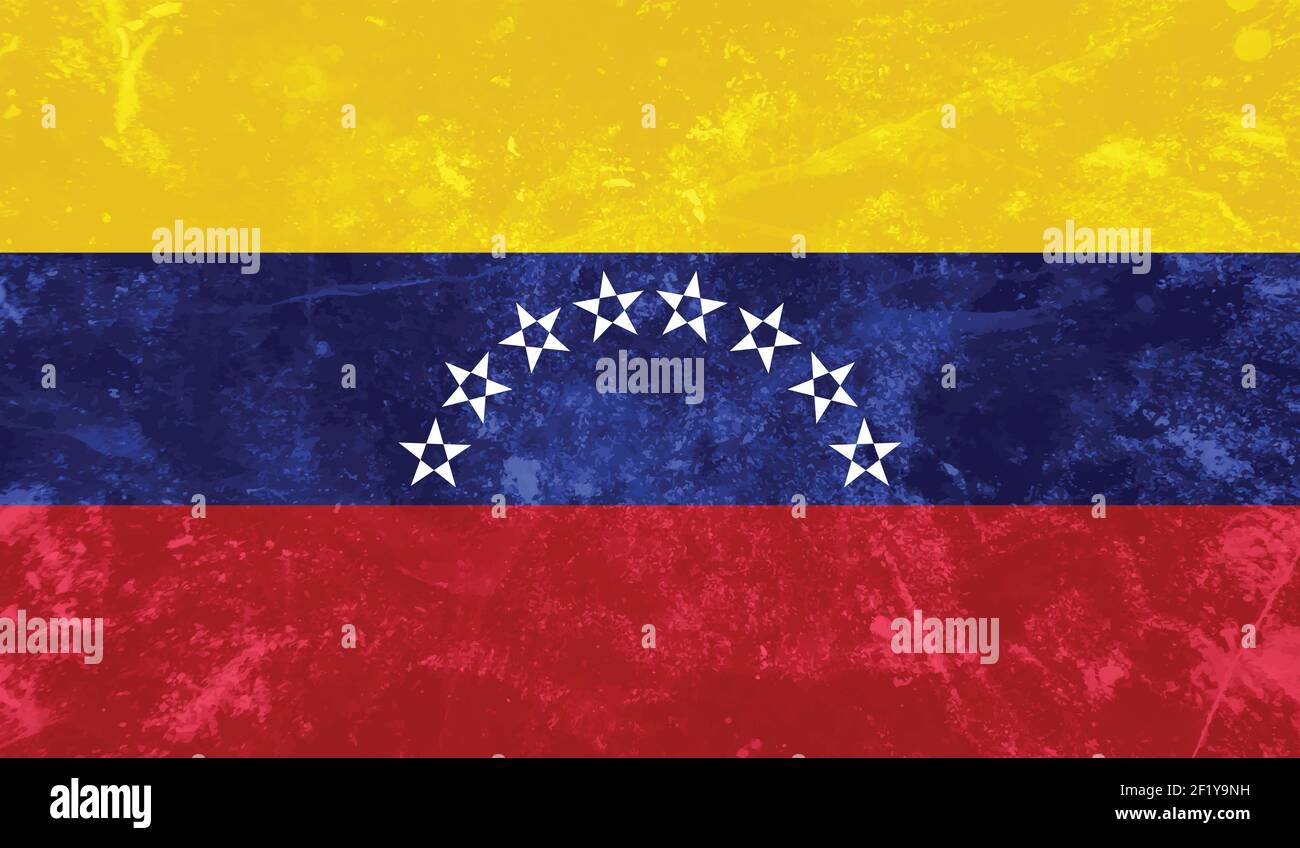 Venezuela flag with waving grunge texture. Vector background Stock ...