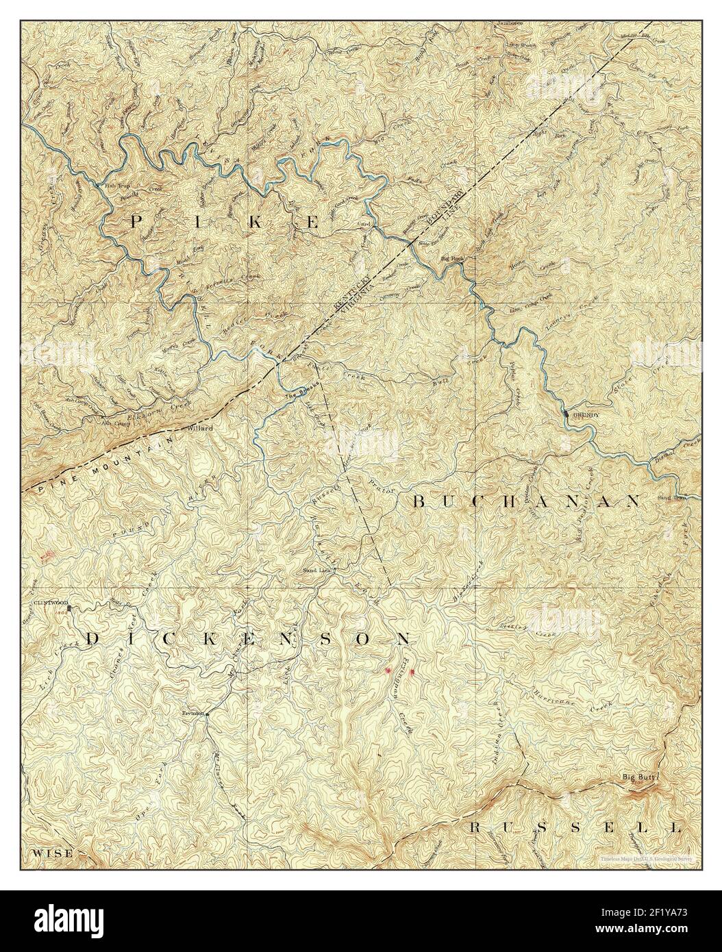 Grundy, Virginia, map 1890, 1125000, United States of America by