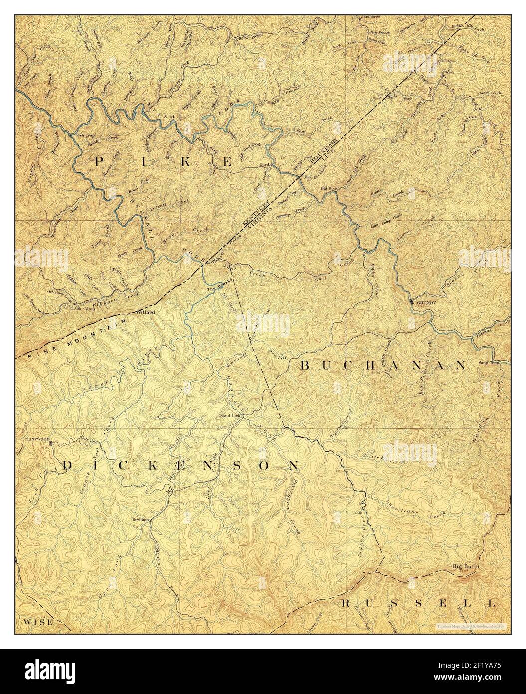 Grundy, Virginia, map 1892, 1125000, United States of America by