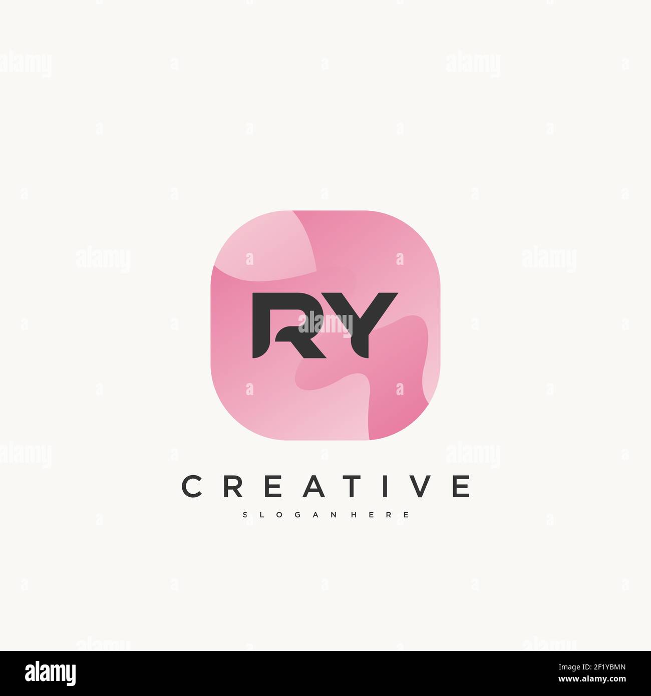 RY Initial Letter logo icon design template elements with wave colorful Stock Vector