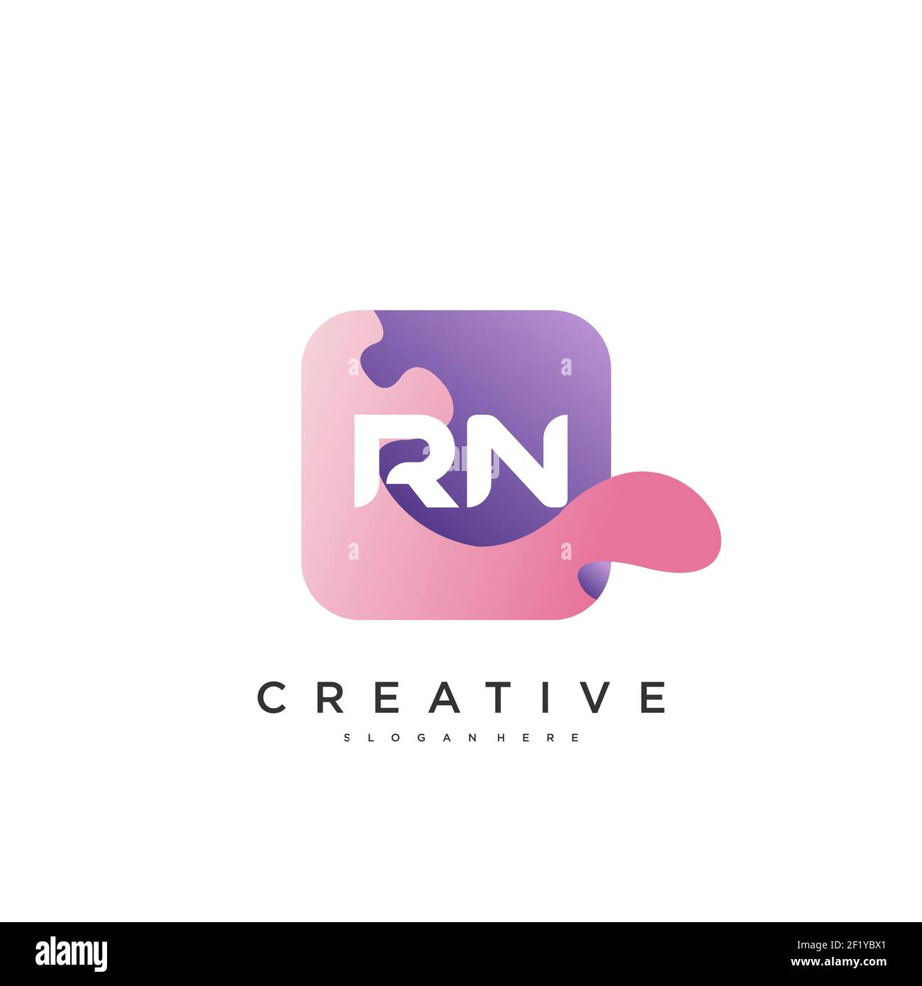 RN Initial Letter logo icon design template elements with wave colorful Stock Vector