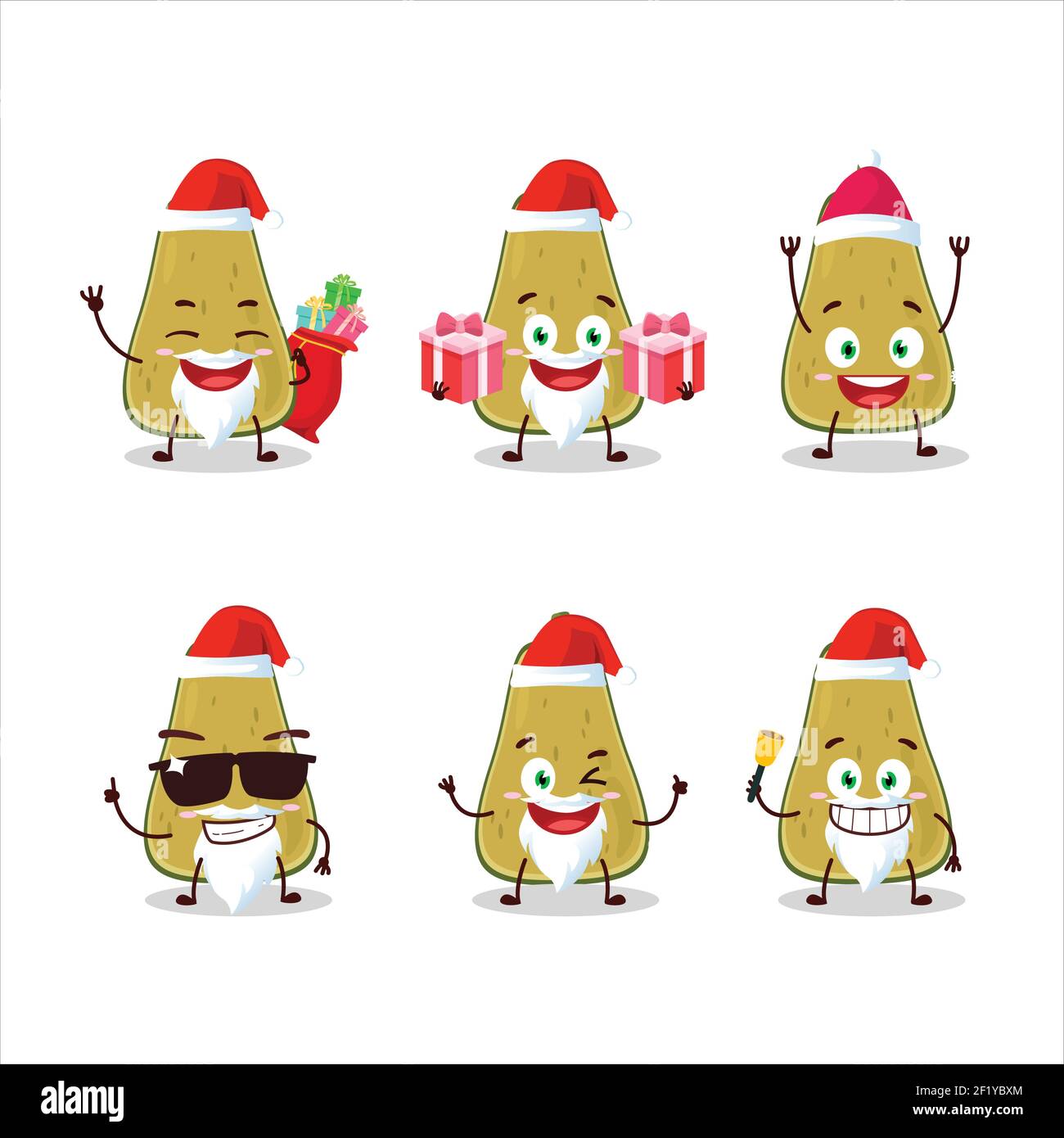 Santa Claus emoticons with slice of squash cartoon character. Vector ...