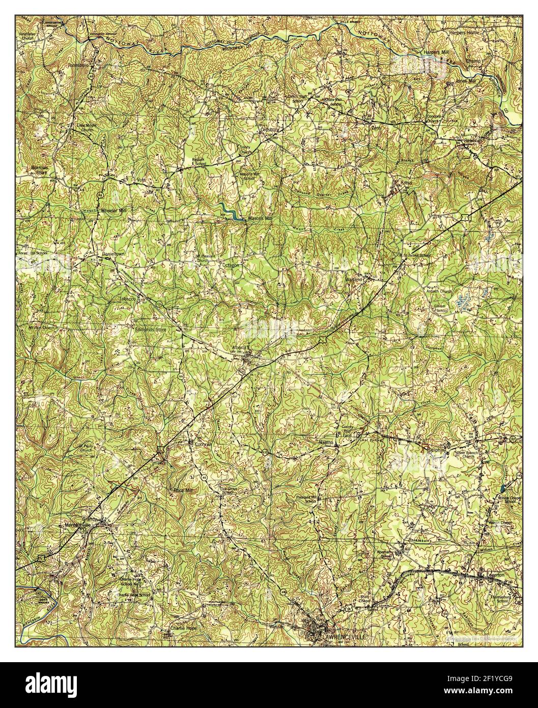 Lawrenceville, Virginia, map 1942, 162500, United States of America by