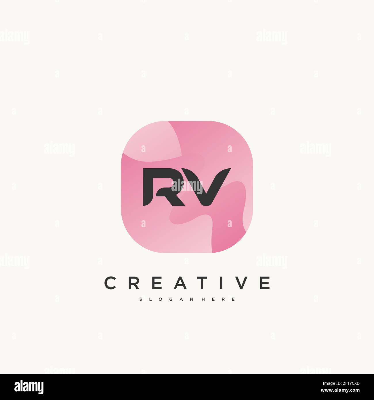 RV Initial Letter logo icon design template elements with wave colorful Stock Vector