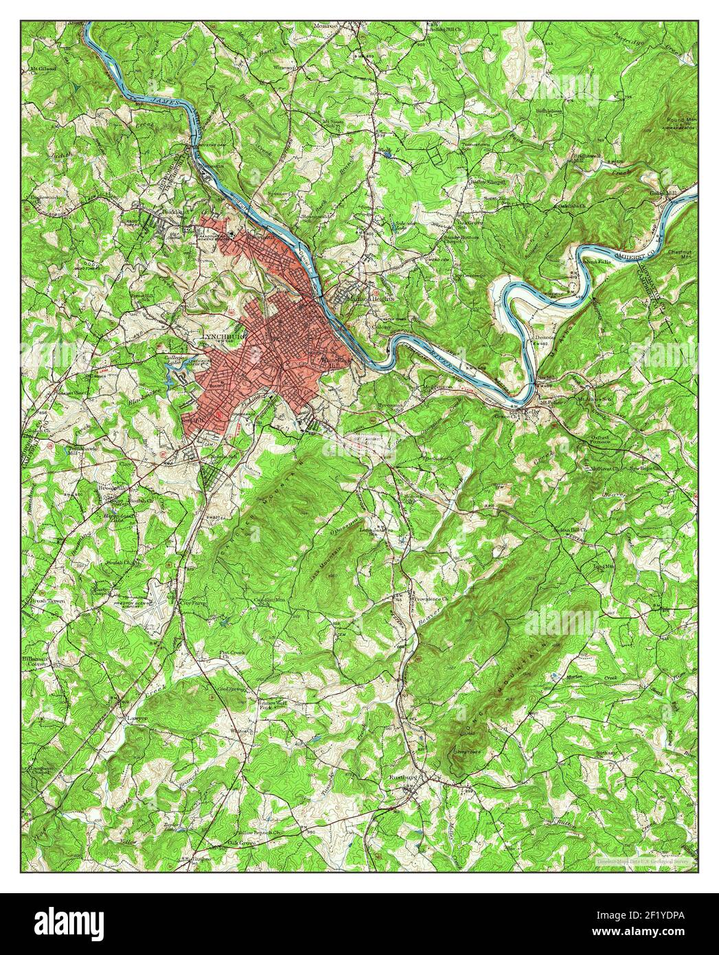 Lynchburg, Virginia, map 1950, 162500, United States of America by