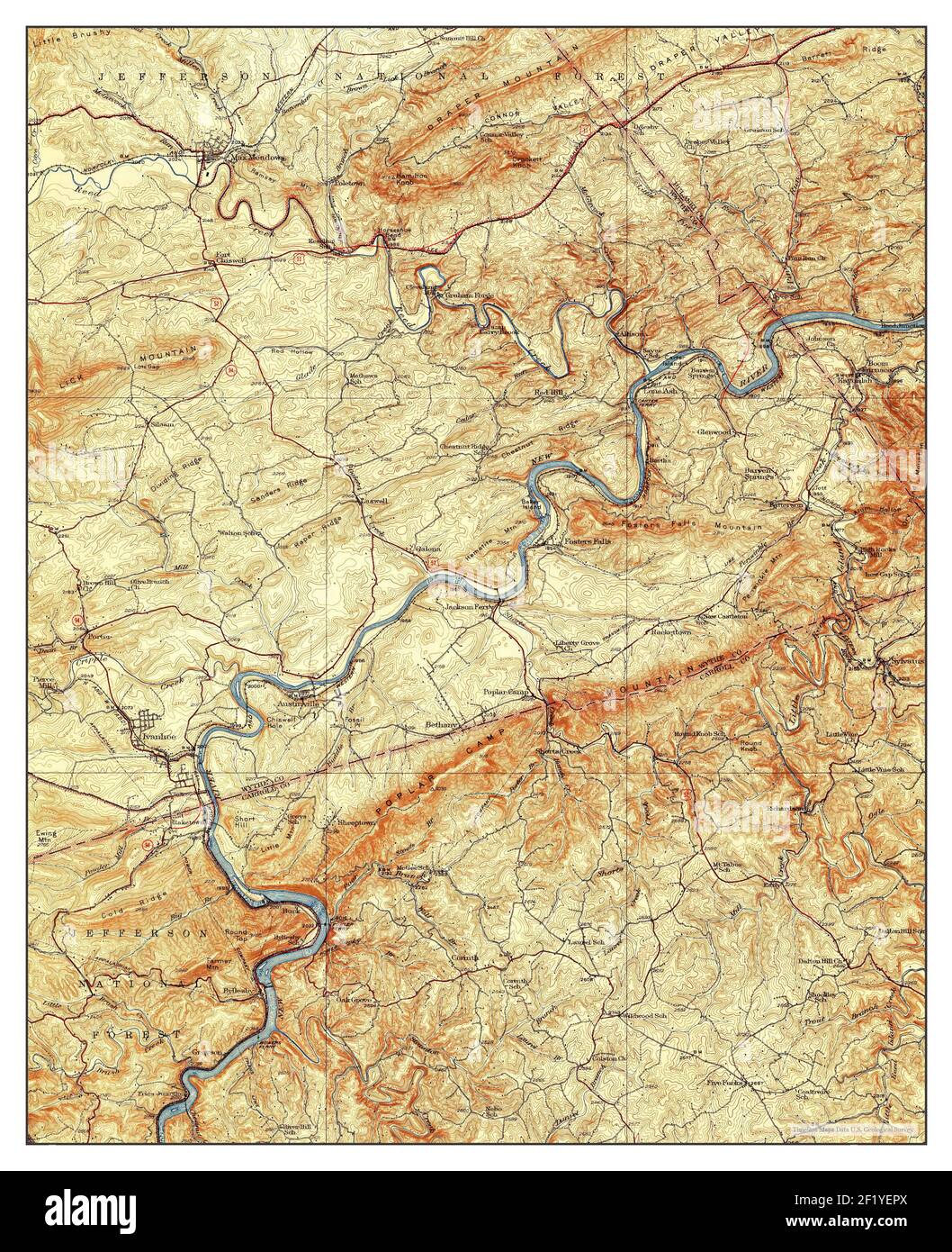 Max Meadows, Virginia, map 1930, 162500, United States of America by