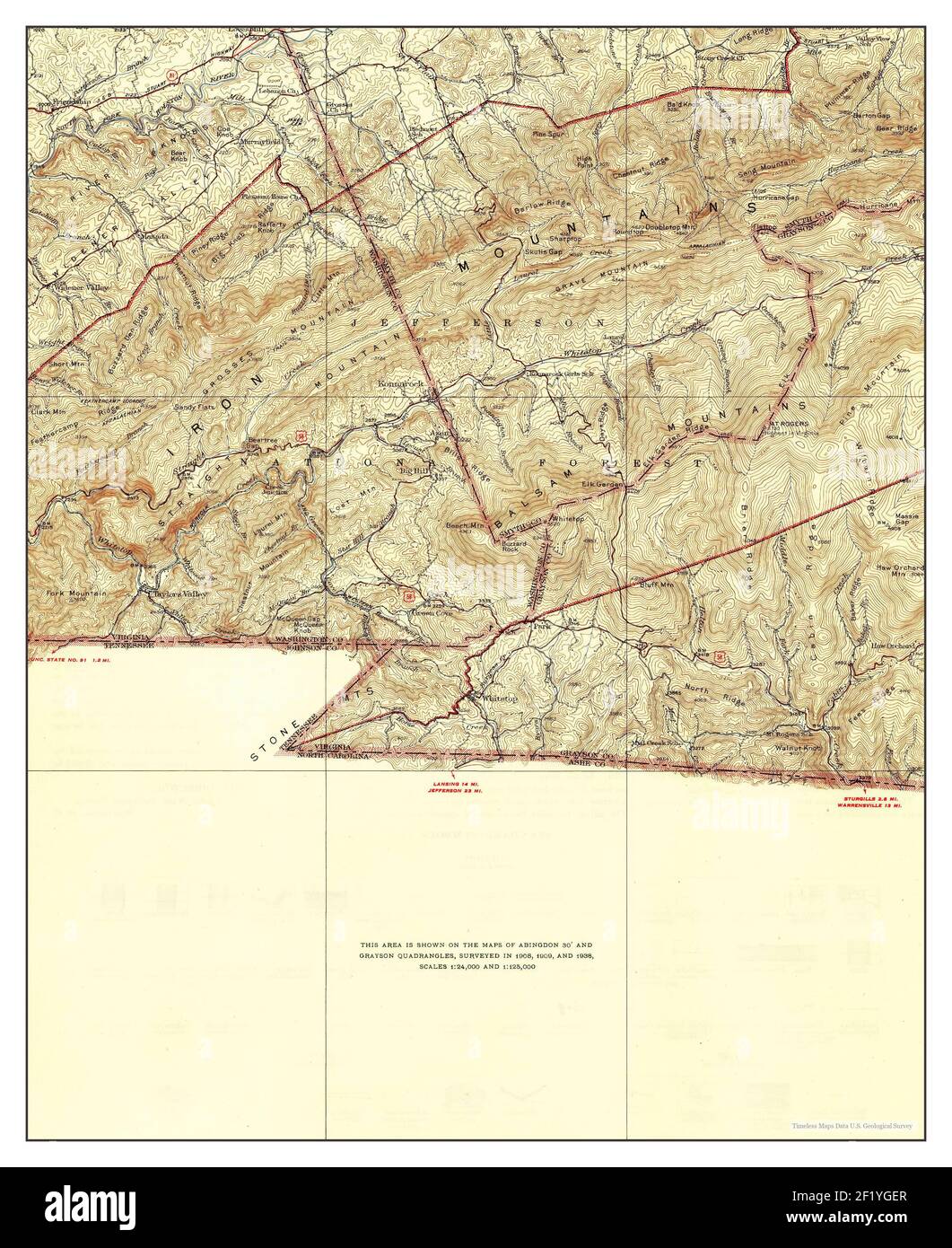 Mount Rogers, Virginia, map 1939, 162500, United States of America by