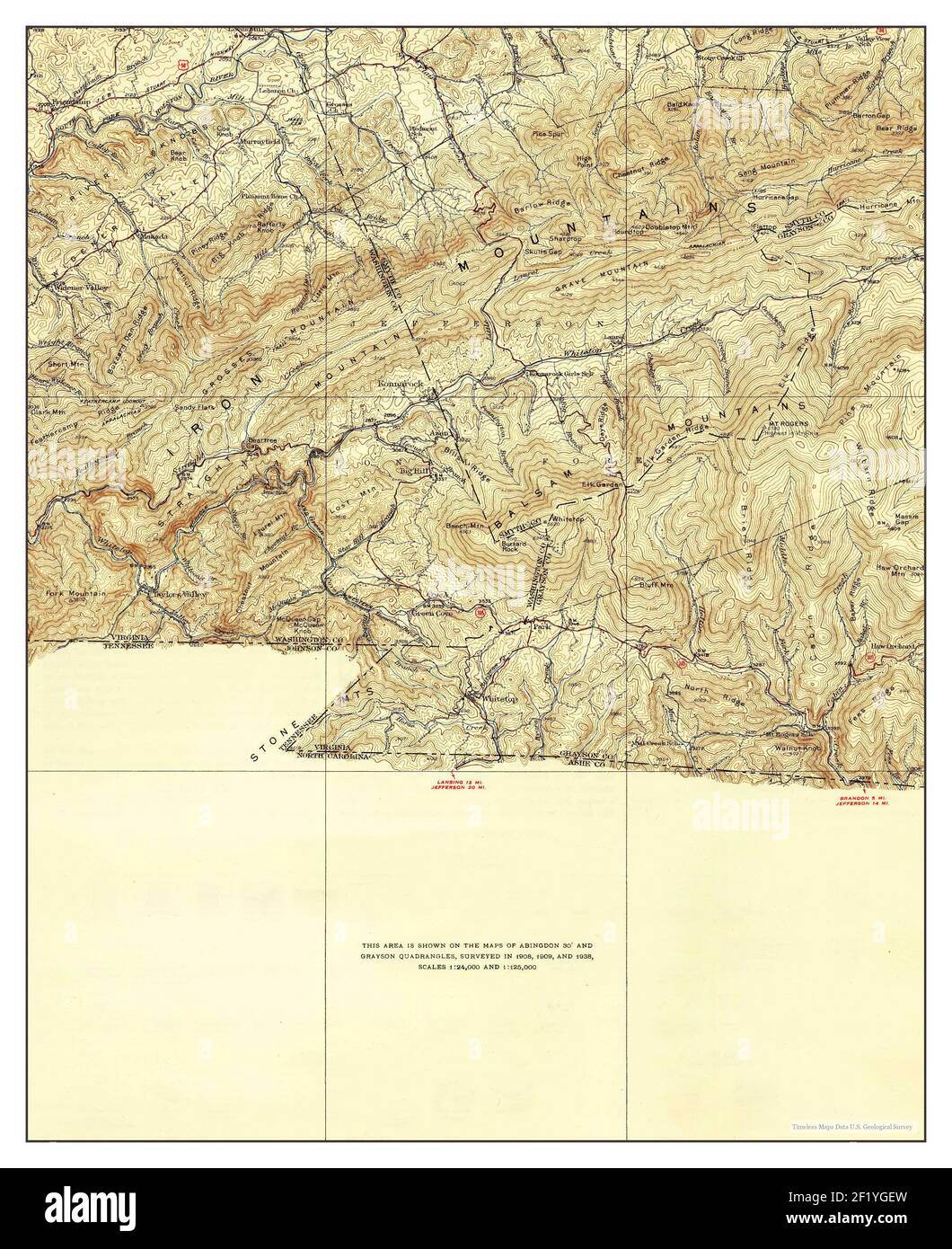 Mount Rogers, Virginia, map 1939, 162500, United States of America by