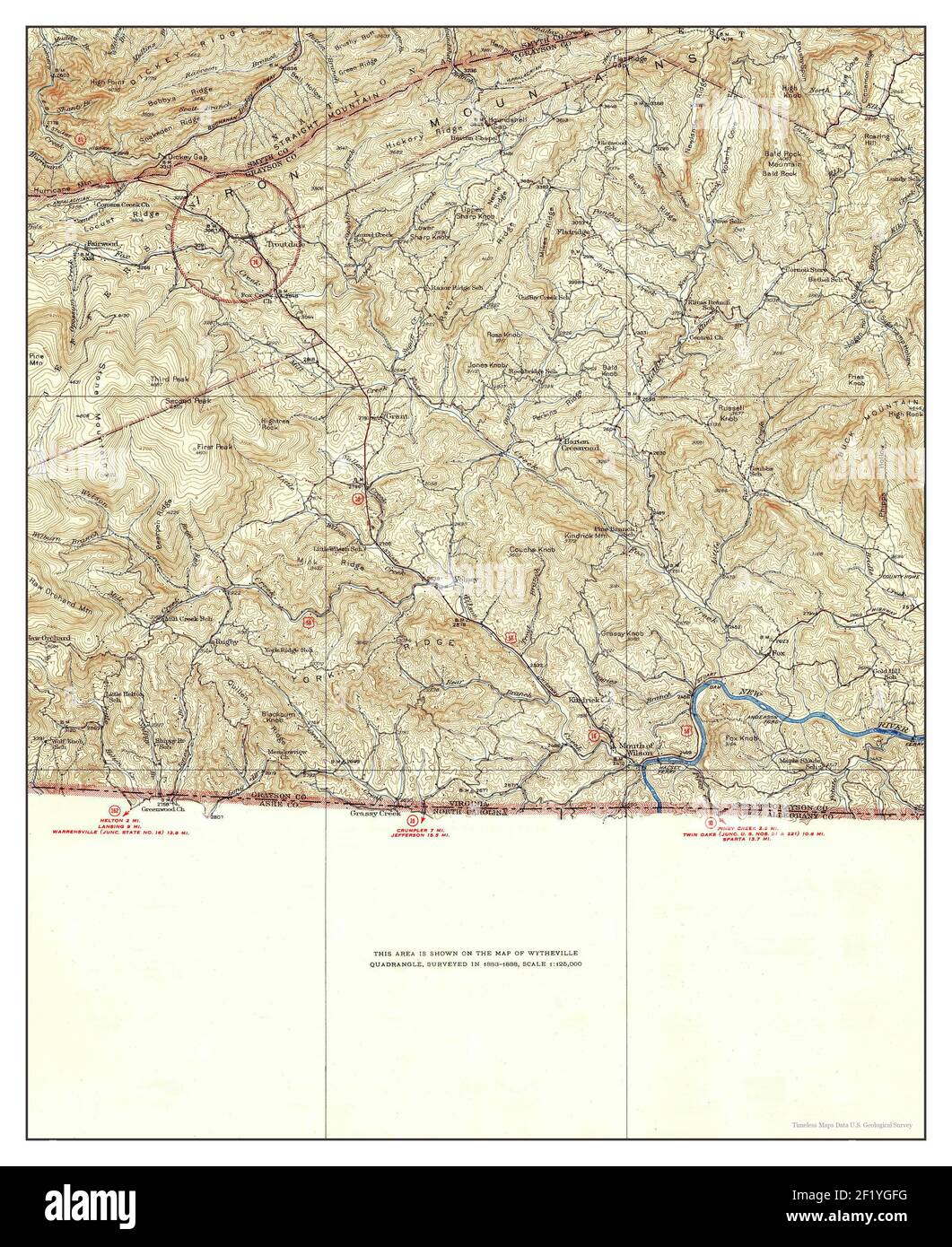 Mouth of Wilson, Virginia, map 1940, 162500, United States of America by Timeless Maps, data U