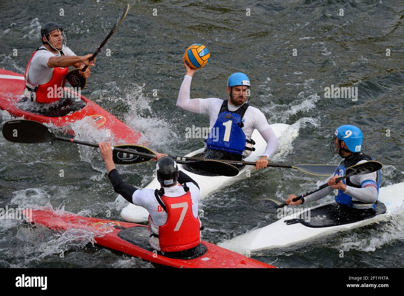 Christophe Belat (FRA) during the World Championships Kayak-Polo 2014, in  Thury-Harcourt, France, on September 22-28, 2014. Photo Julien Crosnier /  KMSP / DPPI Stock Photo - Alamy