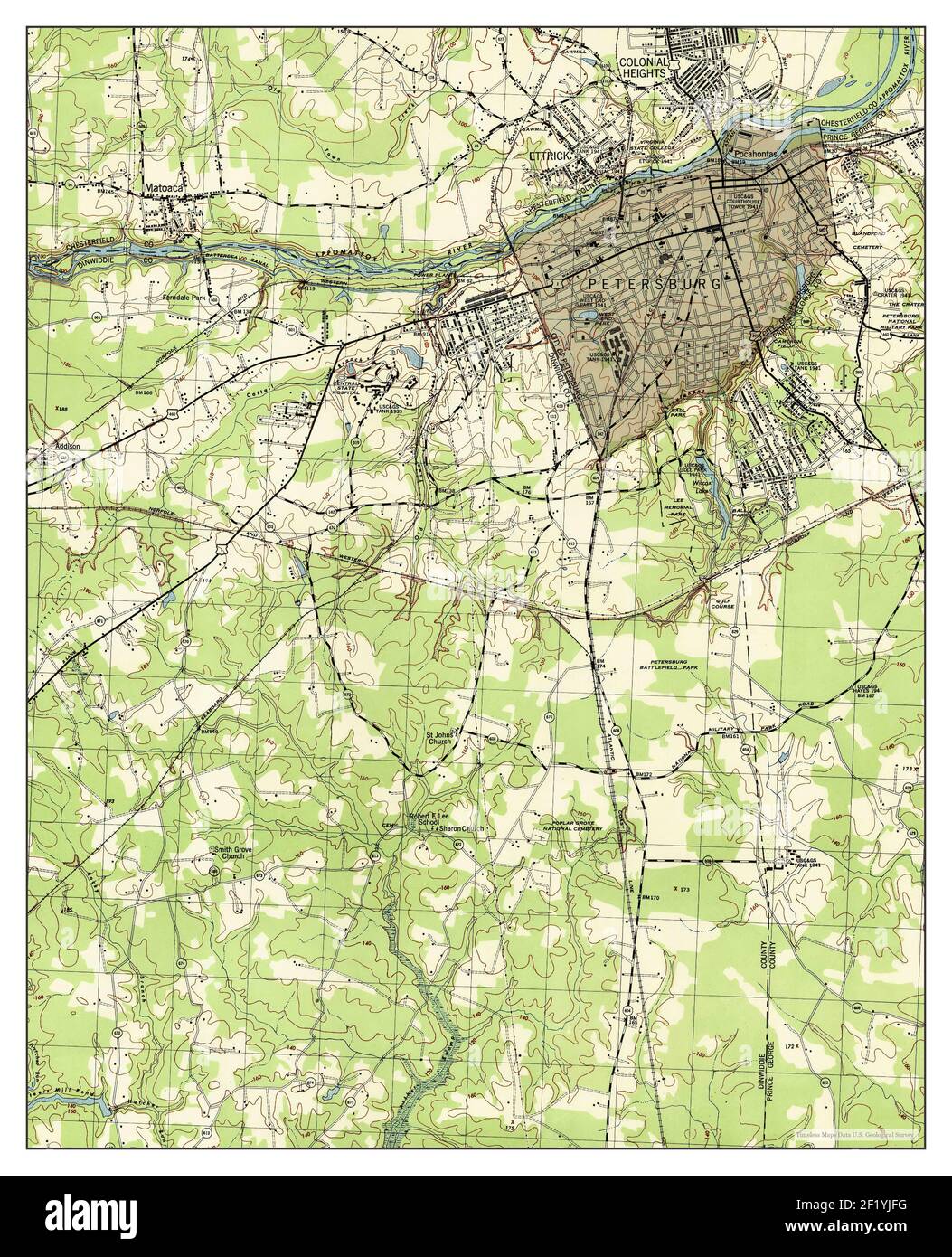 Petersburg, Virginia, map 1944, 131680, United States of America by Timeless Maps, data U.S