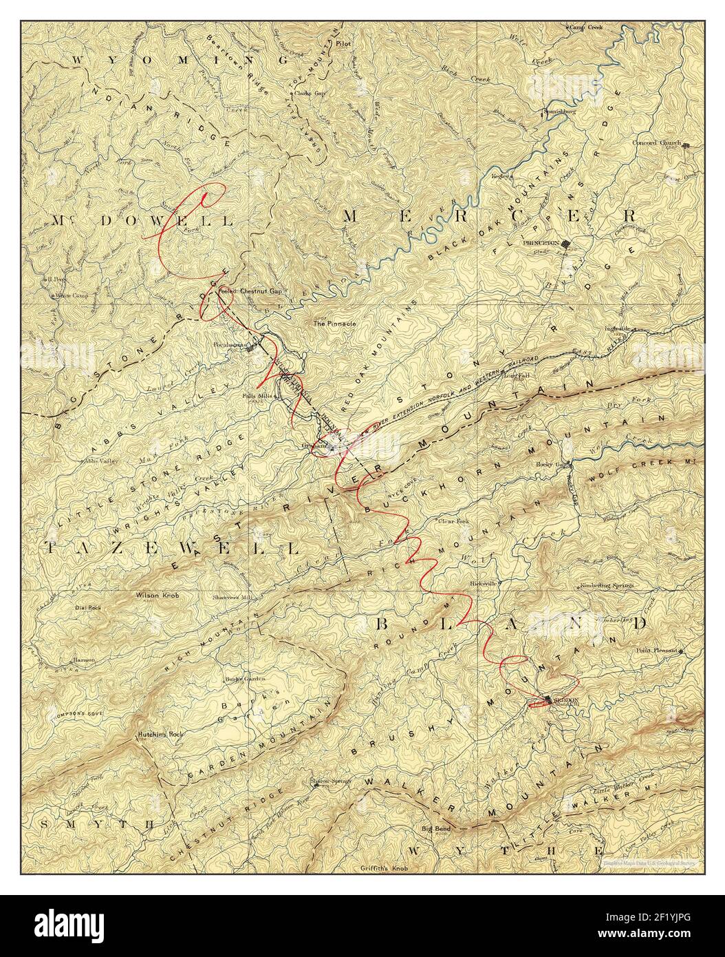 Pocahontas, Virginia, map 1891, 1125000, United States of America by