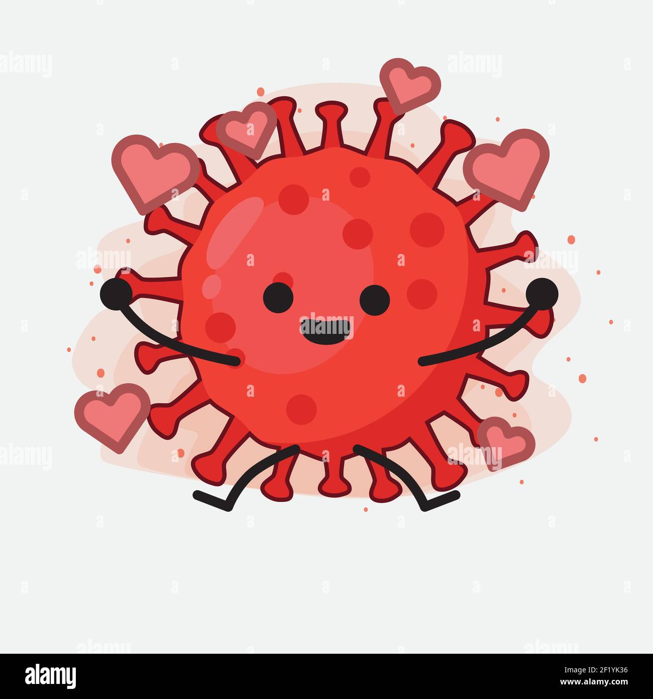 Vector Illustration of Red Virus Character with cute face, simple hands ...