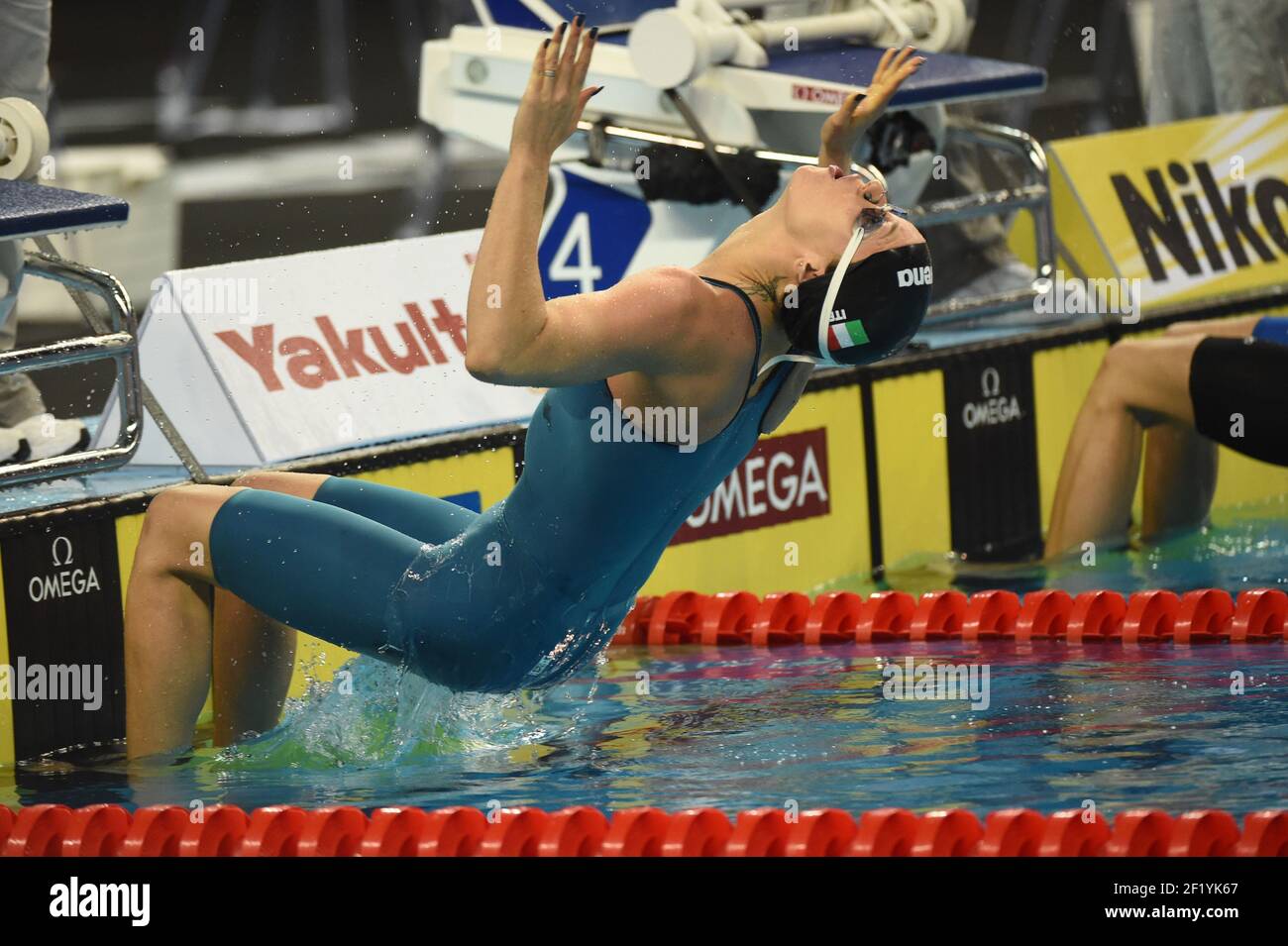 Federica Pellegrini (ITA) competes on 200 M Backstyroke during the World  Championships Short Course 2014, at Doha in Qatar, day 3, December 5, 2014.  Photo Stephane Kempinaire / KMSP / DPPI Stock Photo - Alamy