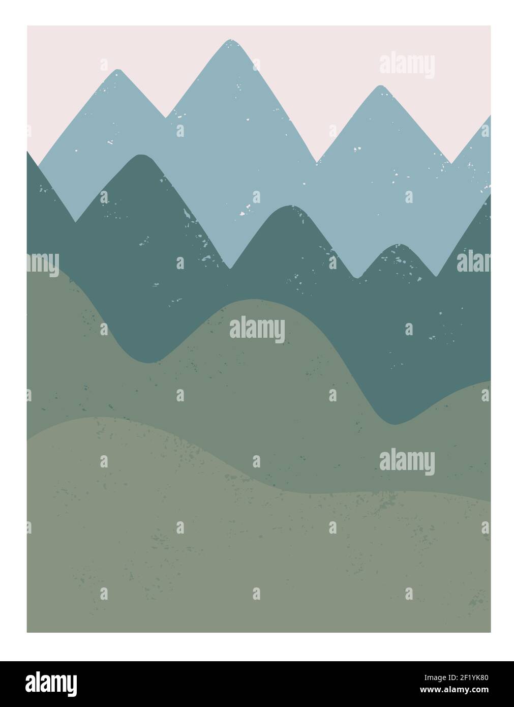 Abstract boho wall poster with mountain landscape in minimalistic style ...
