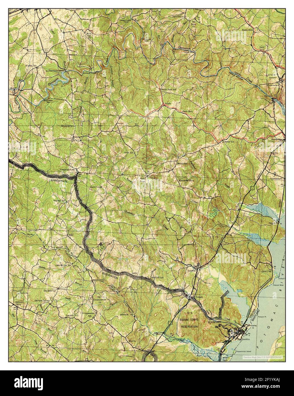 Quantico, Virginia, map 1943, 1:62500, United States of America by 