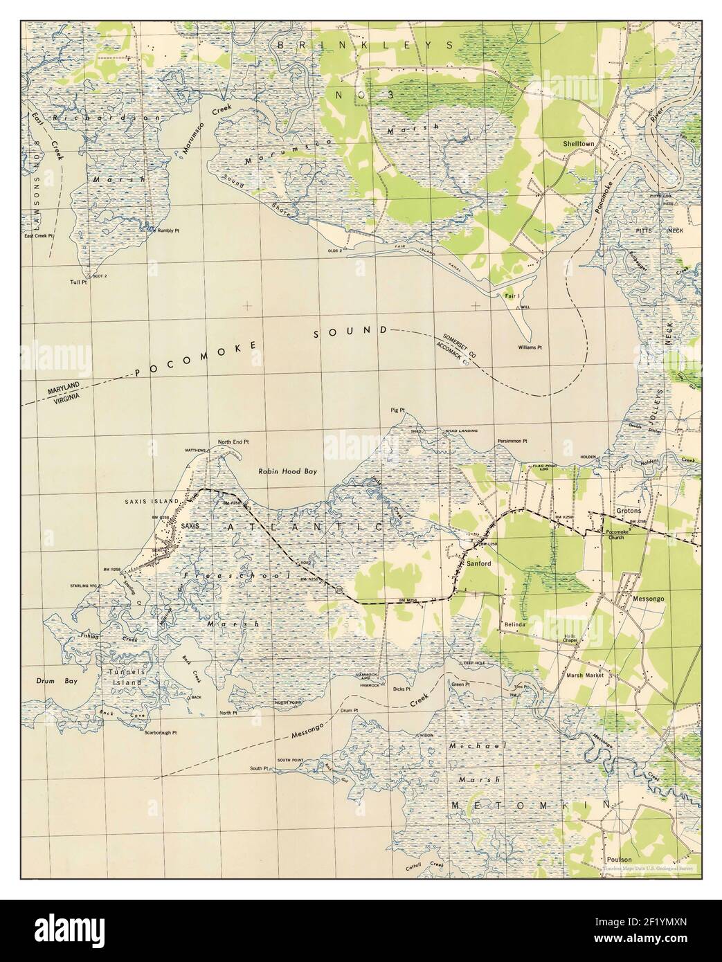 Saxis, Virginia, map 1943, 131680, United States of America by